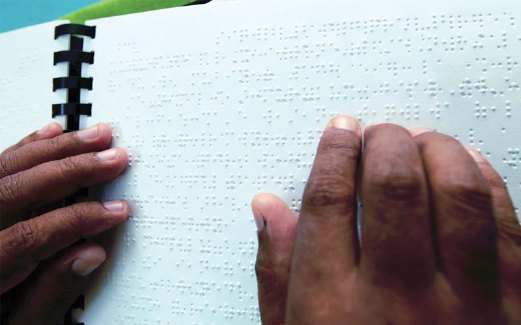 TITIK-TITIK timbul di dalam al-Quran Braille yang dicipta khas untuk memudahkan OKU cacat penglihatan mempelajari al-Quran.
