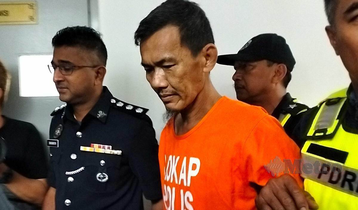 LAI Mun Kong ketika dibawa di Mahkamah Majistret Ipoh atas dakwaan membunuh seorang penghuni lain di Pusat Jagaan Maju Jaya. FOTO Muhammad Zulsyamini Sufian Suri