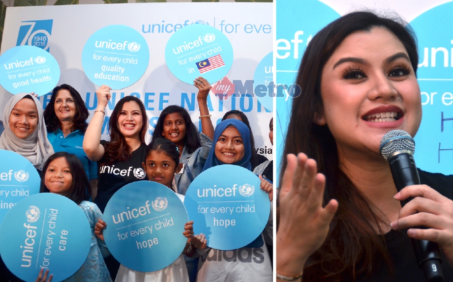 Lisa Surihani bersama wakil UNICEFdi Malaysia, Marianne Clark Hattingh, keitka majlis pengumuman pelantikan Lisa sebagai Duta UNICEF. - Foto Bernama