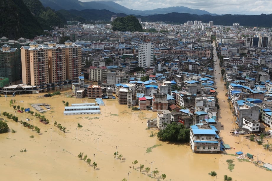Keadaan banjir Liuzhou, wilayah Guangxi, China. - Foto REUTERS