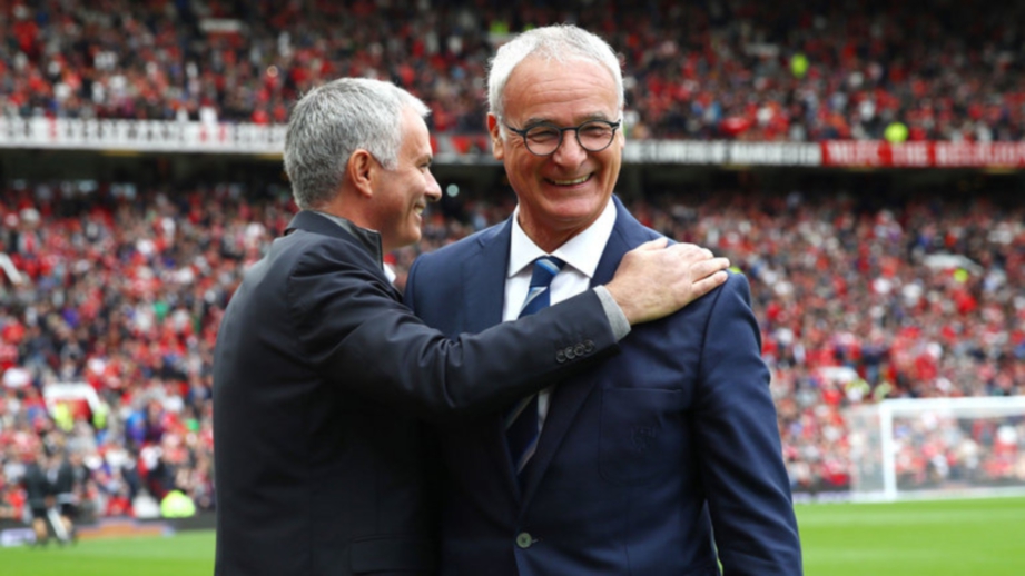 MOURINHO (kiri) menghantar pesanan ringkas kepada Ranieri. FOTO/AGENSI 