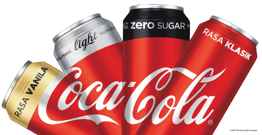 KESEMUA variasi produk Coca-Cola, termasuk Vanilla Coke, Coca-Cola Light, Coca-Cola Zero dan Coca-Cola Classic disatukan di bawah satu reka bentuk.