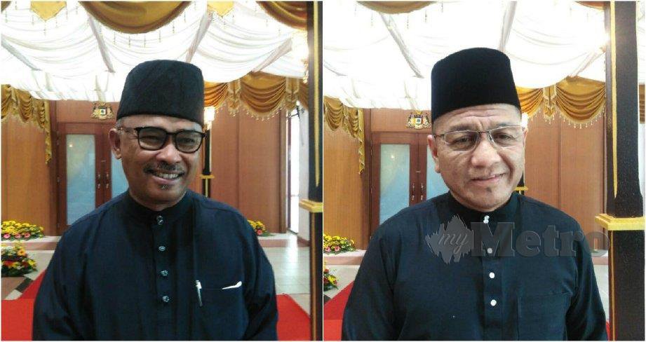 IDRIS dan Norhizam selepas Istiadat Angkat Sumpah Jawatan dan Taat Setia serta Sumpah Simpan Rahsia Ahli Exco di Dewan Seri Negeri. FOTO Amir Mamat
