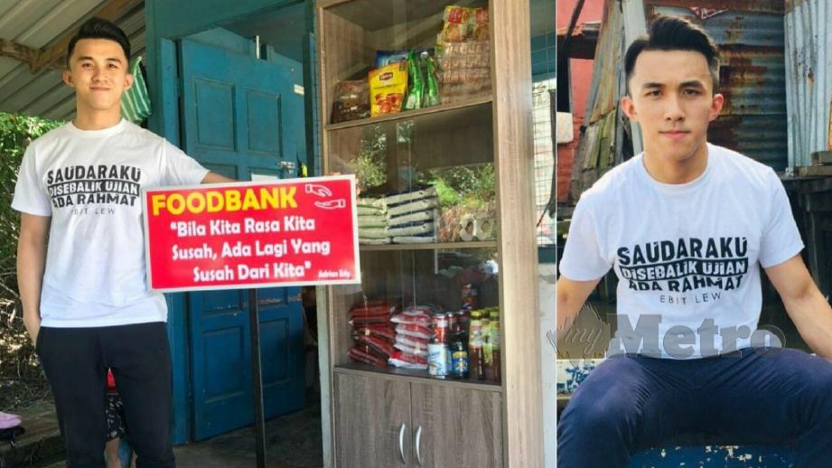 ADRIAN mengaktifkan food bank itu sejak dua minggu lalu. FOTO Ihsan Adrian Siaw Chee Hua