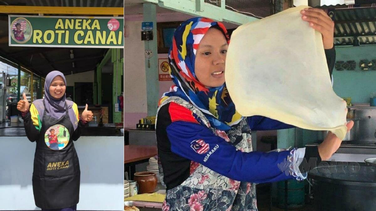 NUR Amni kini membantu bapanya menjadi penebar roti canai di Pokok Sena, Kedah. FOTO Nur Amni Aqilah Ruzaini