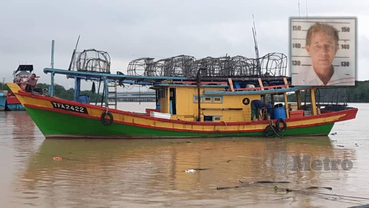 MAT Riffin (gambar kecil) dikhuatiri hilang selepas bot nelayan karam di perairan Kuala Pahang. FOTO Ihsan APMM