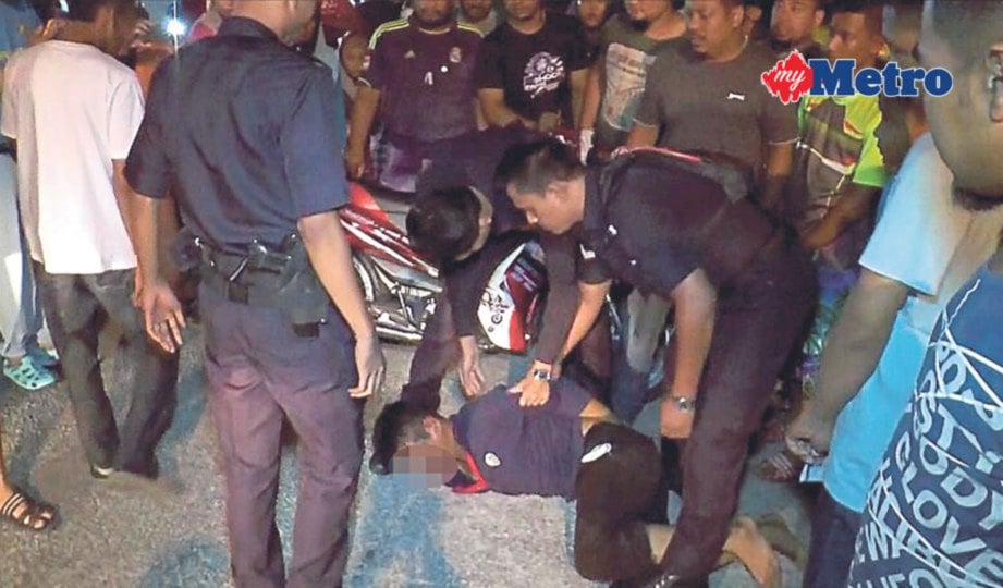 SUSPEK curi wang Masjid Jamek Permatang Binjai ditahan polis. FOTO Ihsan pembaca