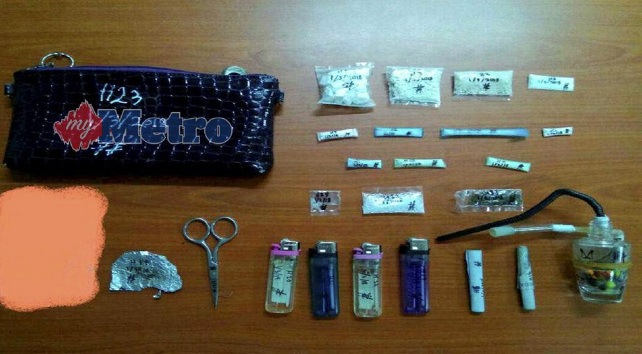 DADAH dan peralatan yang dirampas dalam serbuan di sebuah rumah di Machang Bubok, Bukit Mertajam, semalam. 