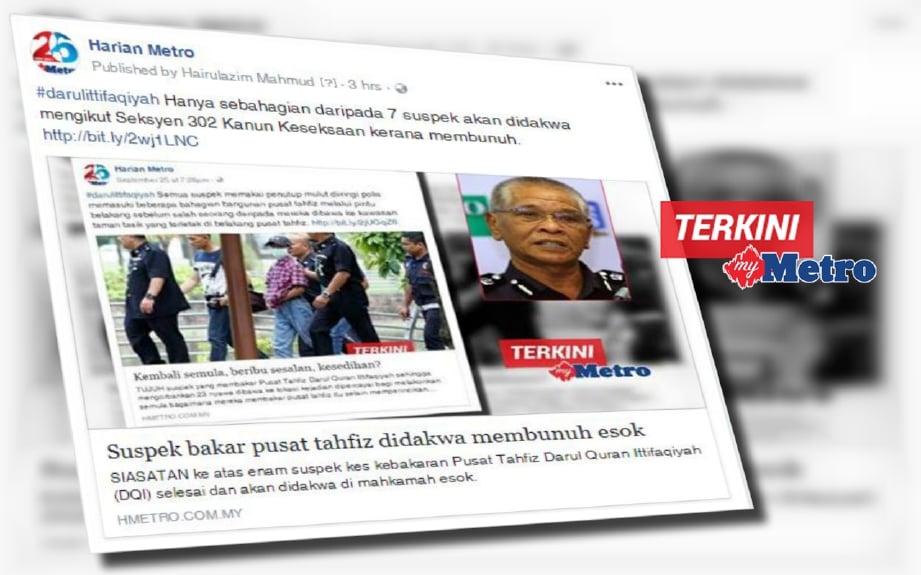 Bakar Pusat Tahfiz 2 Akan Didakwa Membunuh