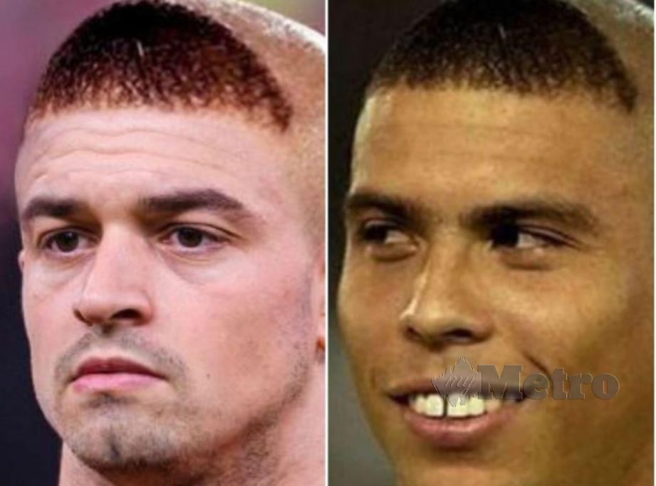 Shaqiri (kiri) pernah meniru gaya rambut legenda Brazil, Ronaldo. FOTO File Agensi