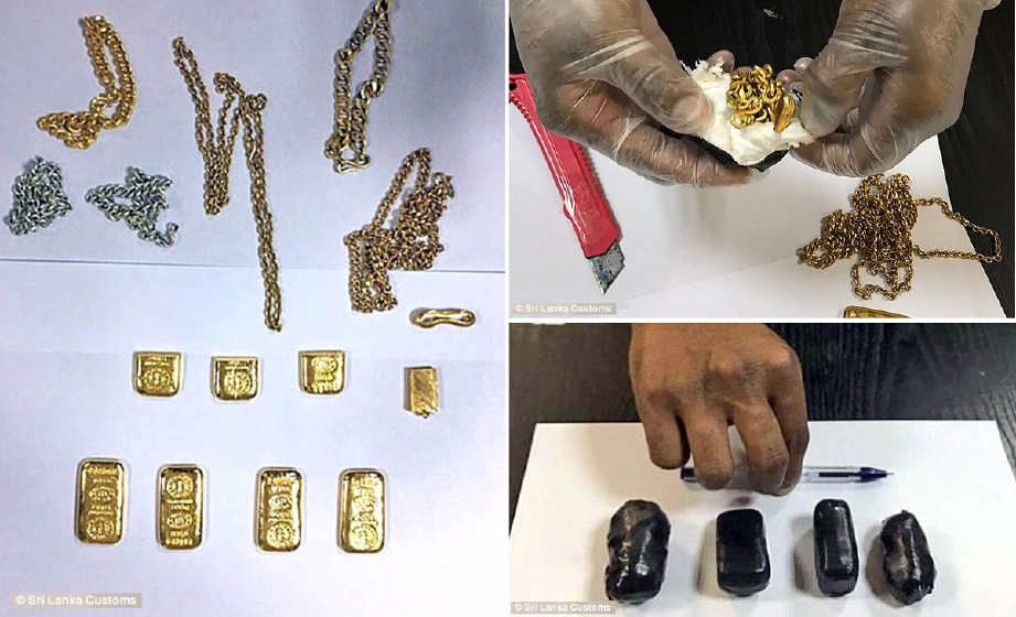 Emas yang dirampas dalam dubur seorang lelaki di Colombo, Sri Lanka.
