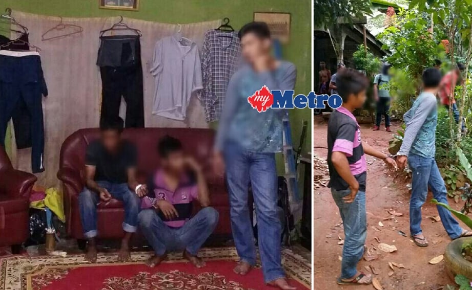 Antara penagih yang ditahan anggota AADK dalam serbuan di Kampung Sri Perigi, Yan, Kedah. Foto Ihsan AADK Daerah Yan