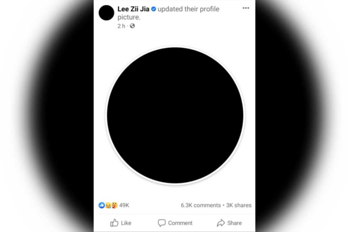 GAMBAR profil Zii Jia yang ditukar kepada warna hitam. FOTO Lee Zii Jia