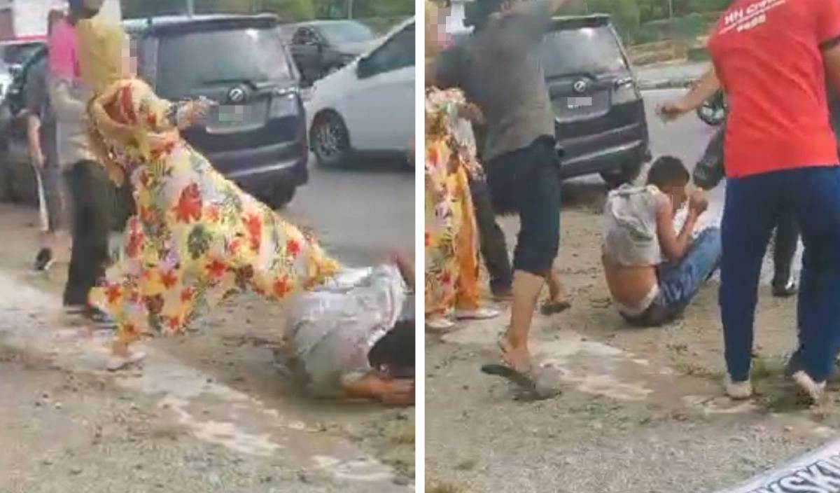 INSIDEN yang dikatakan bermula daripada pertengkaran dan ejek mengejek sebelum seorang lelaki di belasah sekumpulan lelaki dan seorang wanita di Jalan Pasir Tumboh, Kubang Kerian petang semalam. FOTO Ihsan pembaca