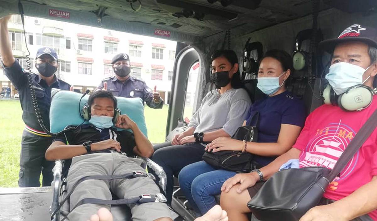 PENERBANGAN ihsan oleh Pasukan Gerakan Udara (PGU) PDRM bagi membawa Kusmass yang terlibat kemalangan ketika sedang bertugas. FOTO Facebook Eastern Sabah Security Command -Esscom