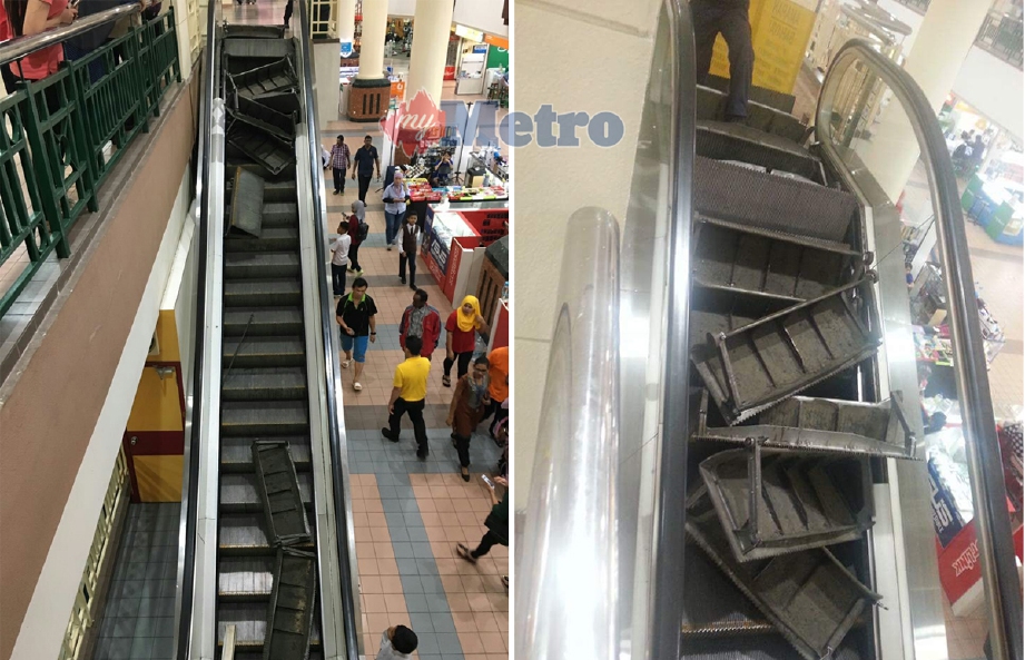 Keadaan eskalator yang rosak di sebuah pusat beli-belah di Pandan Indah. - Foto FALIQ LAJIM