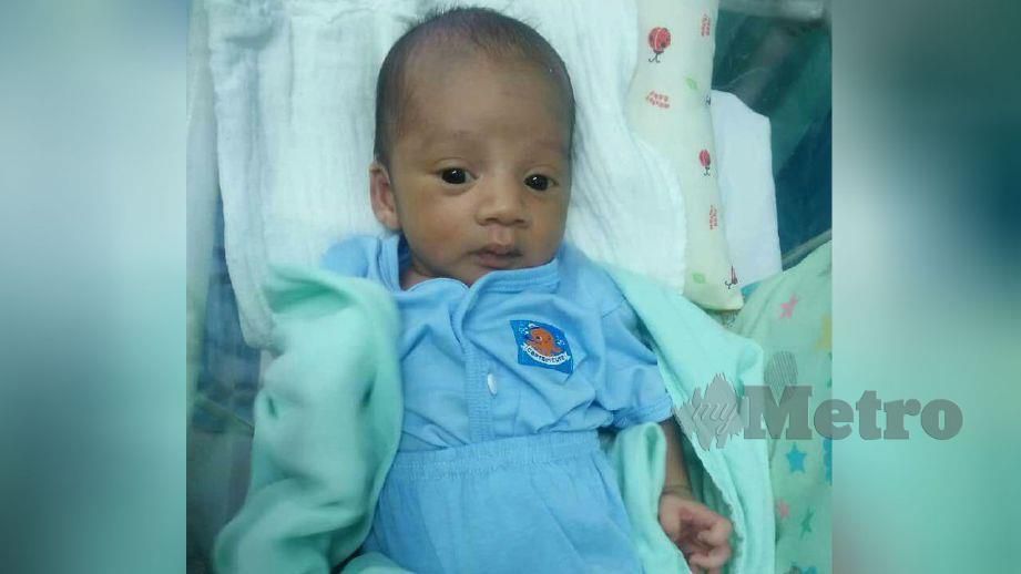 Bayi lelaki yang ditinggalkan ibu bapa pada 24 Januari lalu. FOTO ihsan JKM 