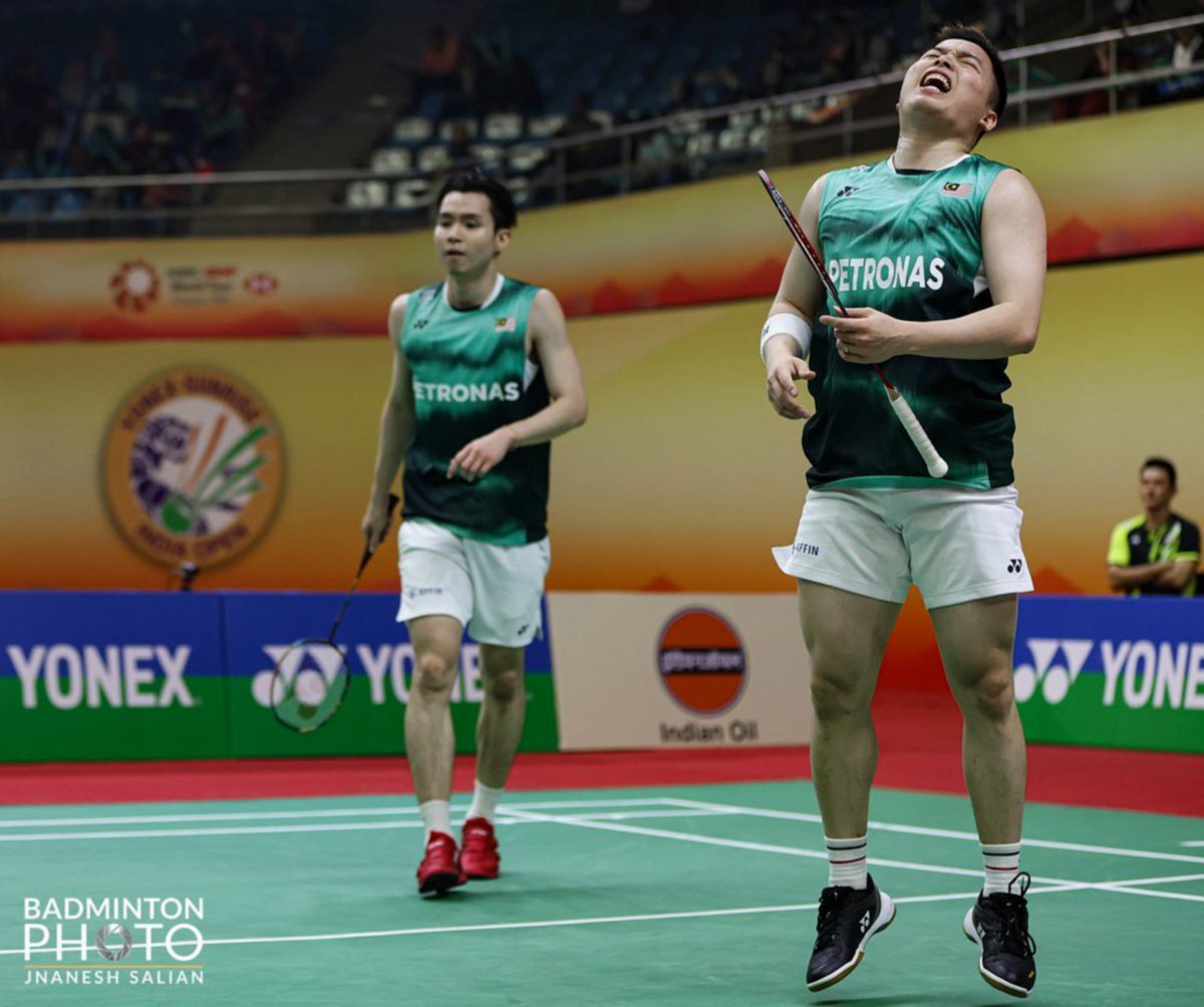 AARON (kanan) dan Wooi Yik gagal muncul juara Terbuka India. FOTO Badminton Photo
