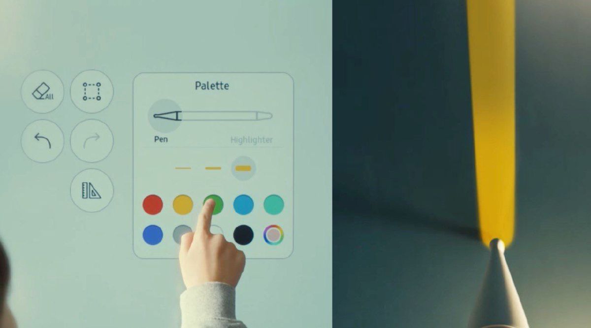 Samsung Flip Pro mempunyai menu interaktif untuk pemilihan sebarang mod.