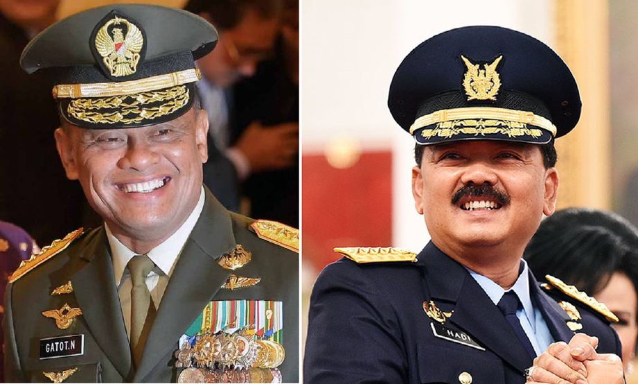 Jeneral Gatot Nurmantyo (kiri) akan diganti Marshal Udara Hadi Tjahjanto. - Foto Agesi