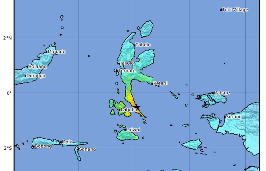 GEMPA itu menggegarkan 165 kilometer di kawasan selatan-barat daya bandar Ternate di wilayah Maluku Utara pada jam 6.28 petang. FOTO: AFP