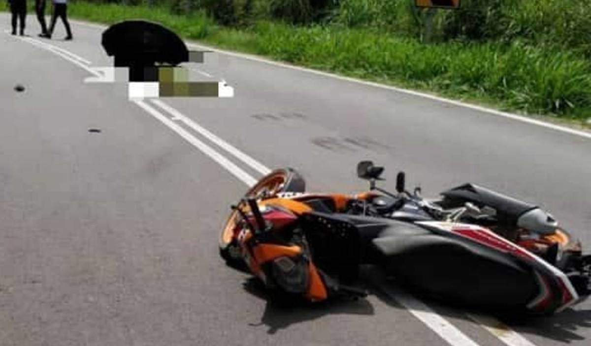 REMAJA perempuan maut selepas motosikal yang dibonceng terbabit dalam kemalangan di Jalan Slim Village berhampiran Kampung Rasau. FOTO Ihsan PDRM