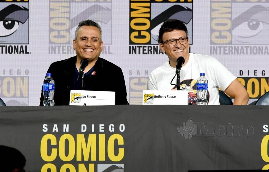 PENGARAH Avengers: Endgame, Joe dan Anthony Russo menjawab soalan ketika sesi soal jawab di Comic-Con. -Foto AFP