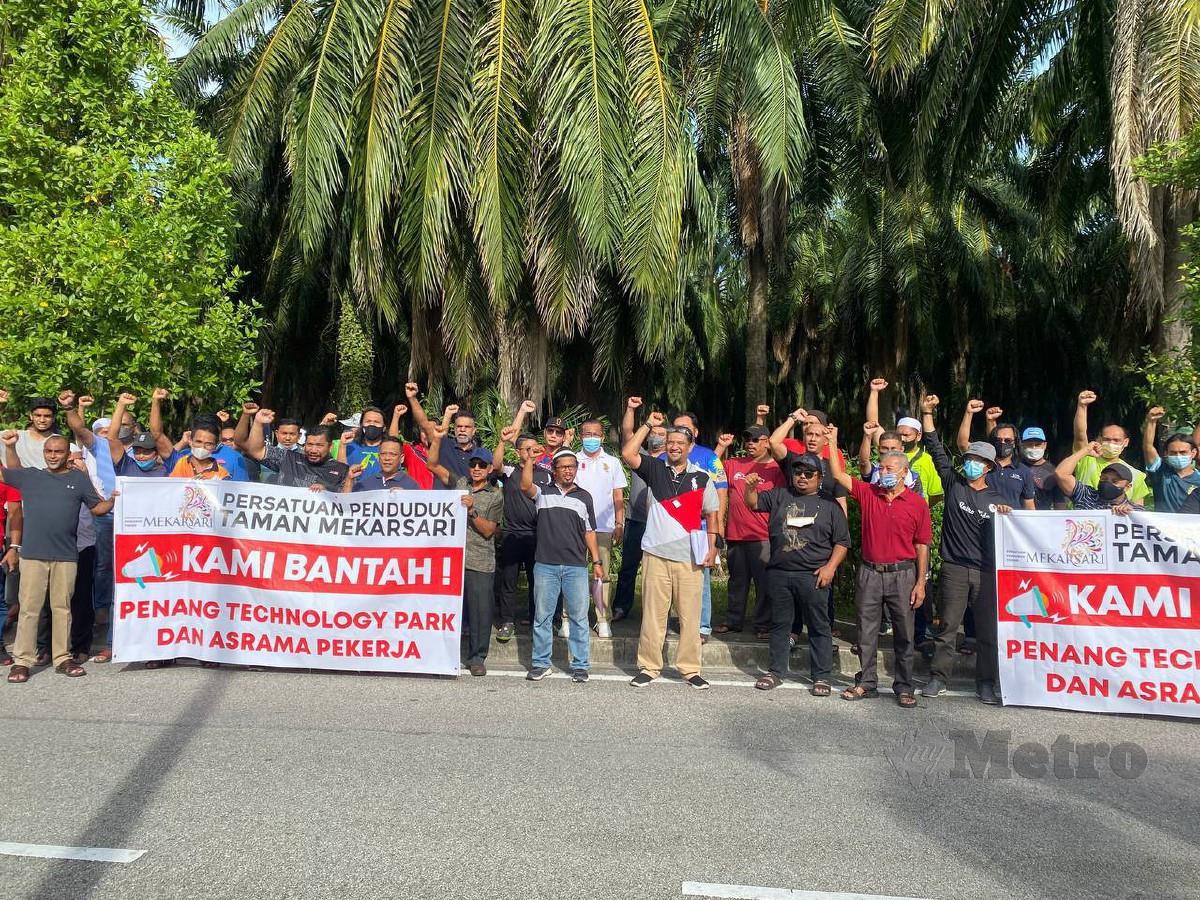 Penduduk dari 11 taman perumahan sekitar Bertam mengadakan bantahan bagi menolak cadangan pembinaan kuarters penginapan pekerja berpusat (CLQ). FOTO Nur Izzati Mohamad