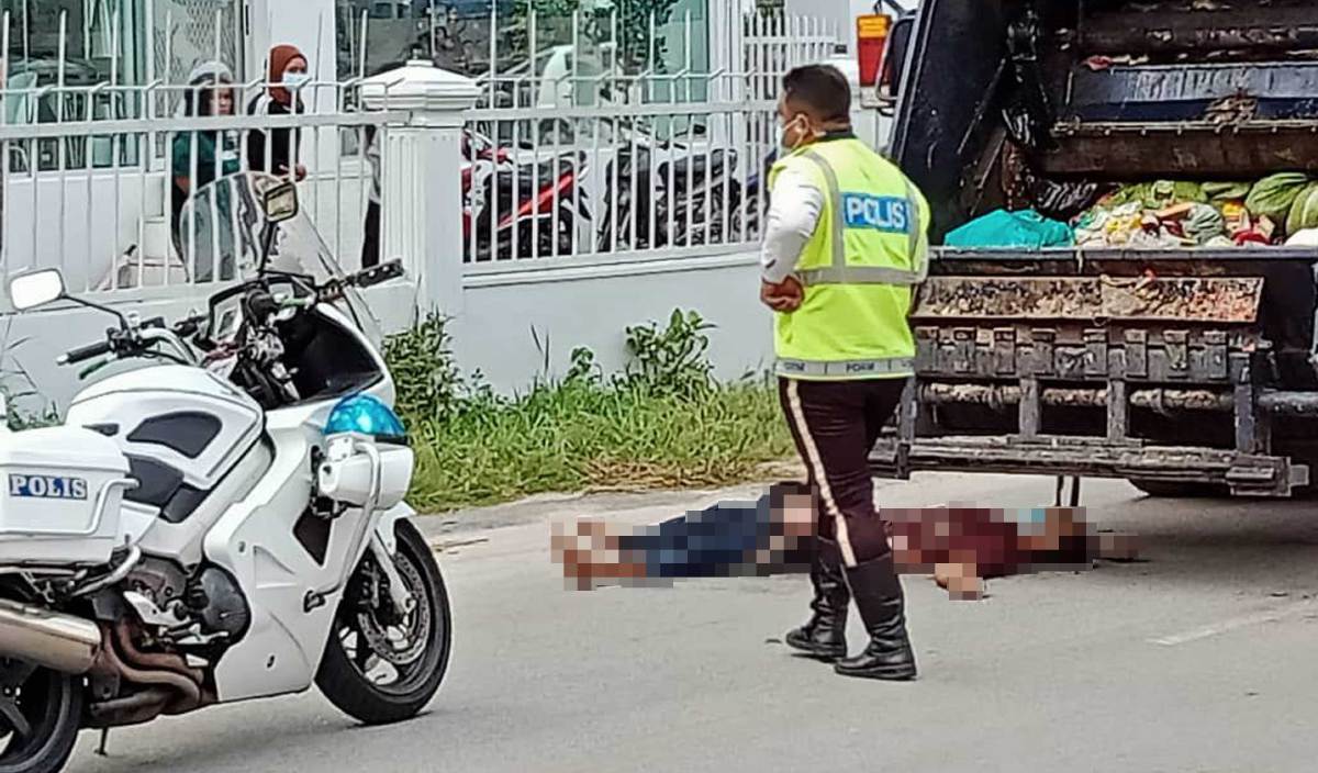 LELAKI maut selepas parah digilis lori sampah di Jalan Sri Cemerlang. FOTO Ihsan pembaca
