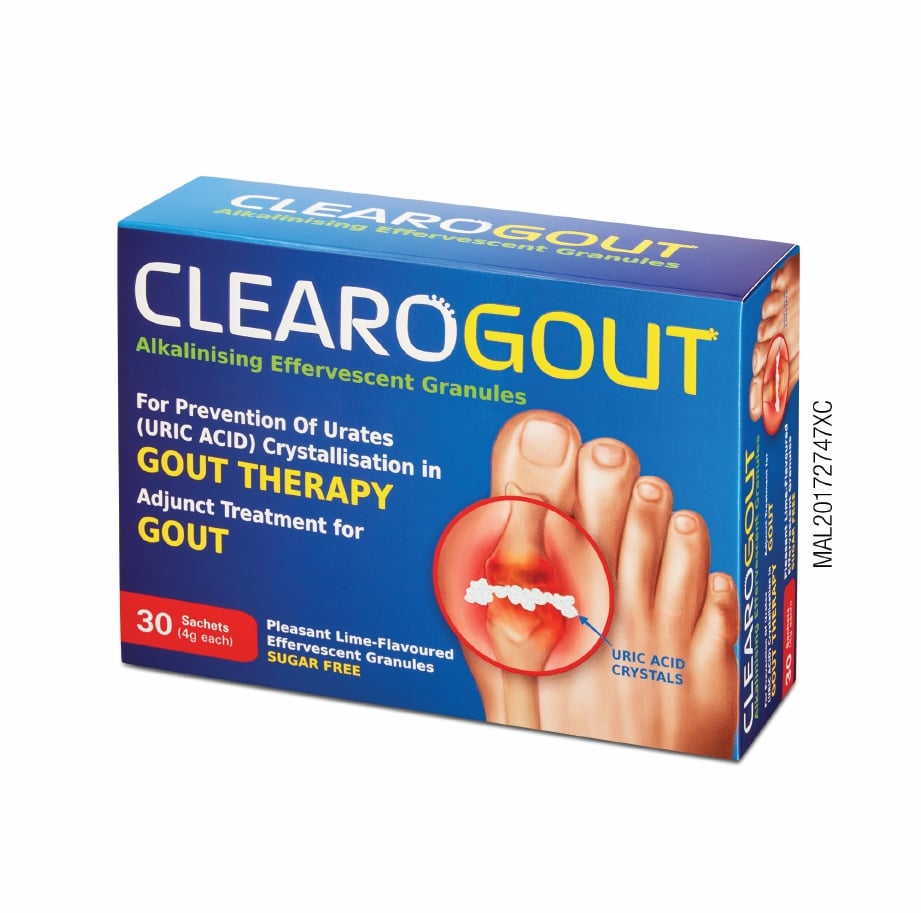 PENGAMBILAN larutan oral Clearogout bantu turunkan paras asid urik.