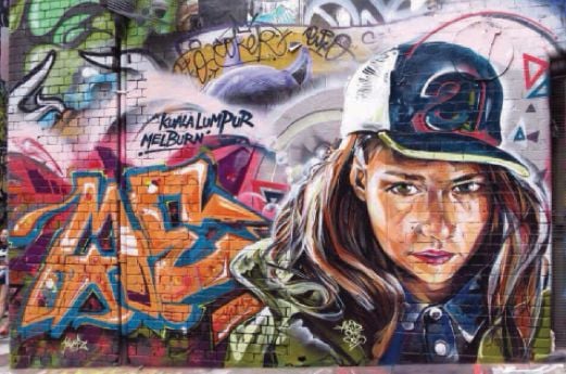 Mural grafiti Qoyyum dan Akid di Hosier, Lane Melbourne Australia.