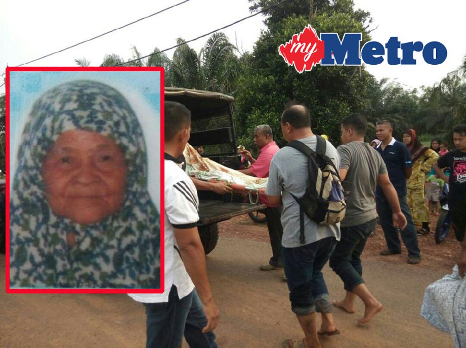 Mariam ditemui lemas di dalam parit bersama basikalnya kira-kira 150 meter dari rumahnya di Kampung Simpang 5 Darat dekat Bukit Gambir, Tangkak, petang semalam. FOTO Hai Rozzaman Jalal