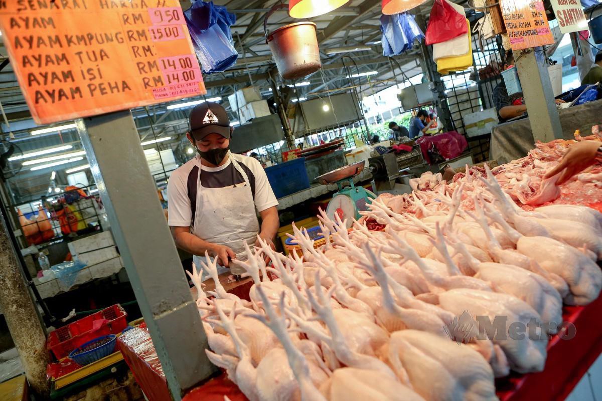 Foto hiasan menunjukkan ayam segar di Pasar Chow Kit dijual pada harga RM9.50 sekilogram. - FOTO Asyraf Hamzah