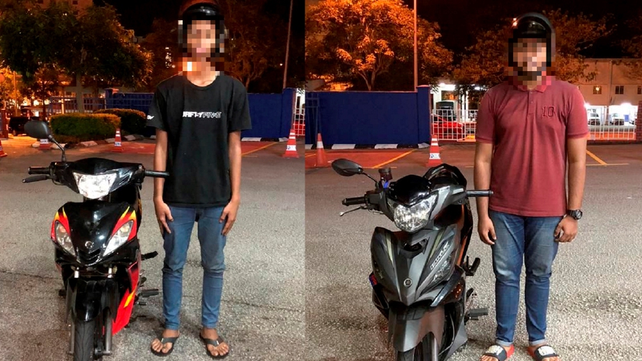 ANTARA individu yang ditahan selepas menunggang motosikal secara berbahaya dengan melakukan aksi di Lebuhraya Persekutuan dan Lebuhraya SPRINT di sekitar Lembah Klang, awal pagi semalam. FOTO Ihsan PDRM 