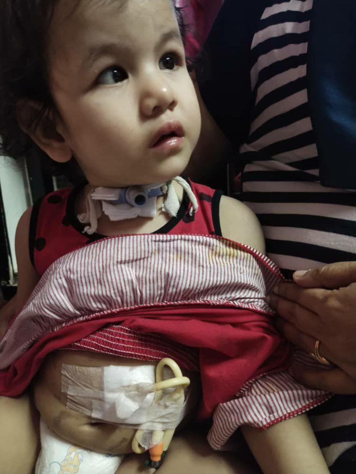 AIRA Arissa menghidap CCHS sejak lahir yang menyebabkannya bergantung dengan mesin bantuan pernafasan ketika tidur. FOTO ihsan Jalilah Awang Kenit