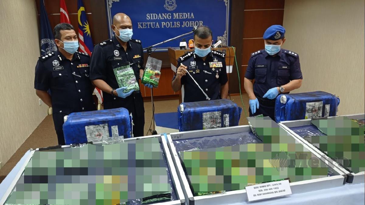 POLIS Johor merampas dadah jenis Syabu bernilai RM 1.4 juta pada sidang media di Pusat Media IPK Johor, Johor Bahru. FOTO Nurul Amanina Suhaini