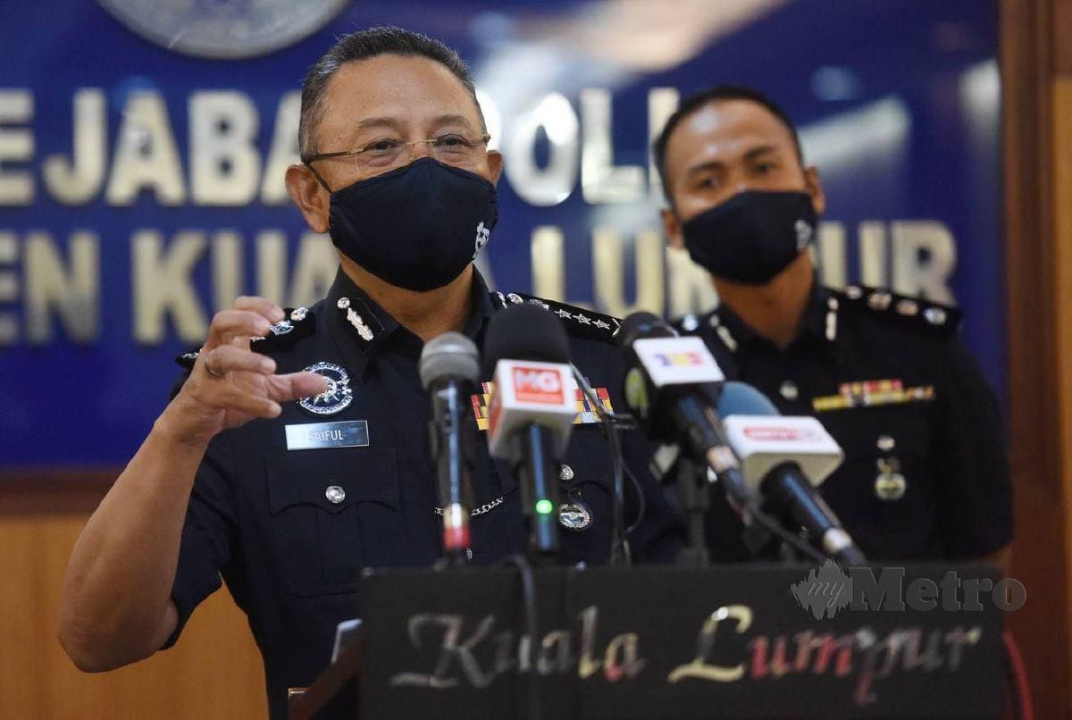 DATUK Saiful Azly Kamaruddin pada sidang akhbar IPD Kontinjen Kuala Lumpur mengenai kejayaan menumpaskan geng ragut iaitu Geng Ayoi Gombak. FOTO Halimaton Saadiah Sulaiman
