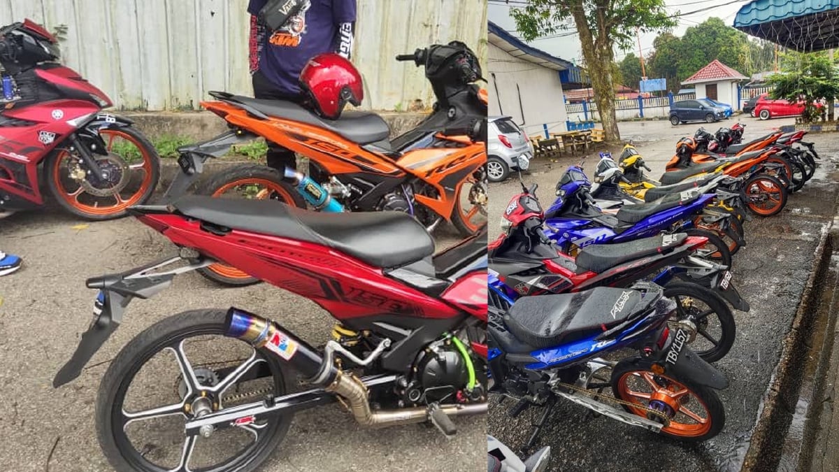 ANTARA motosikal yang disita dalam Operasi Khas Ekzos Bising di sekitar Hulu Terengganu. FOTO ihsan POLIS