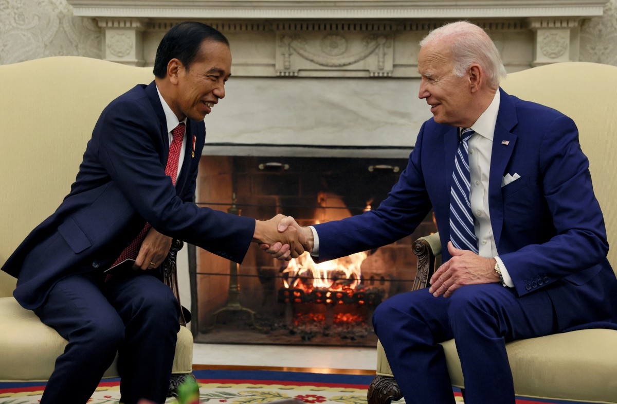Jokowi dan Biden pada pertemuan di Rumah Putih, Washington. - FOTO Reuters
