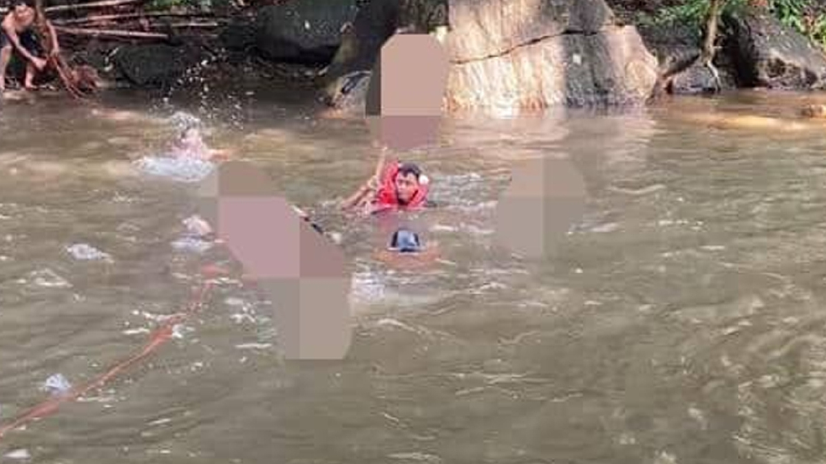 SEORANG remaja lelaki berusia 18 tahun ditemukan lemas di kawasan perkelahan air terjun Batu Berangkai. FOTO ihsan BOMBA PERAK