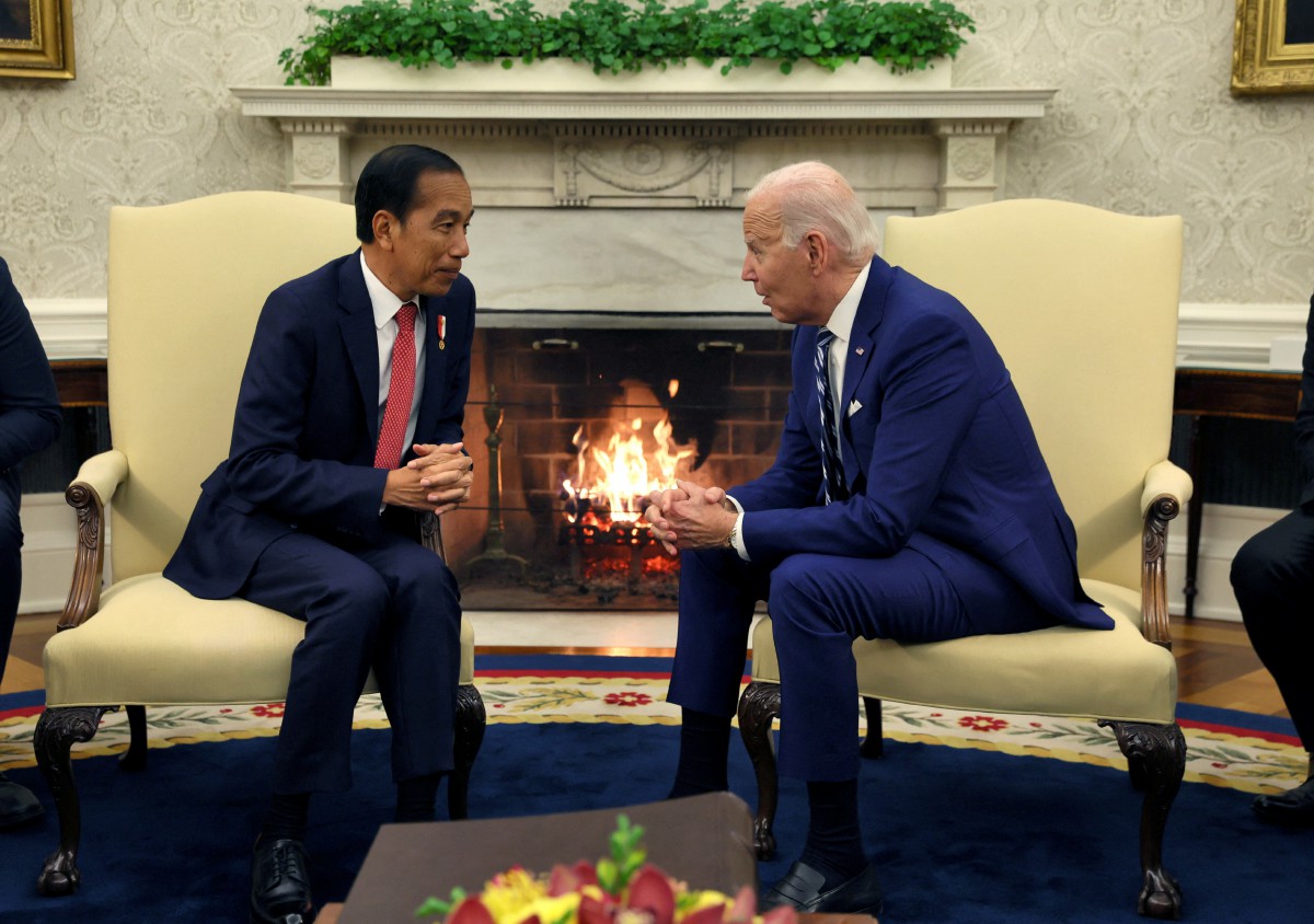 Presiden AS Joe Biden bertemu dengan Presiden Indonesia Joko Widodo di Rumah Putih di Washington, A.S., pada 13 November 2023. FOTO REUTERS
