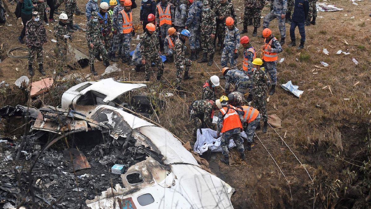 KEADAAN di lokasi kejadian nahas pesawat Yeti Airlines ATR 72. FOTO AFP