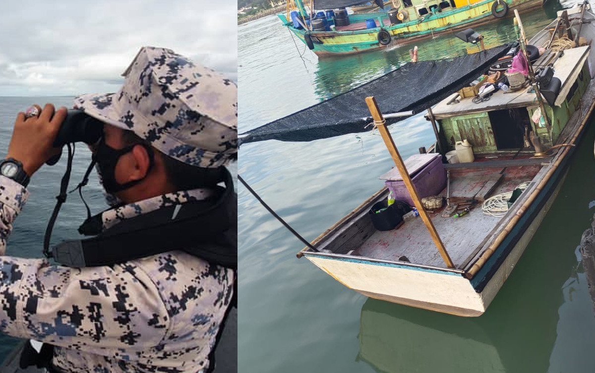 APMM sedang melakukan Operasi CARILAMAT mangsa yang dikhuatiri lemas selepas dipercayai terjatuh ke dalam laut pada kedudukan empat batu nautika Kuala Chendering. FOTO ihsan APMM