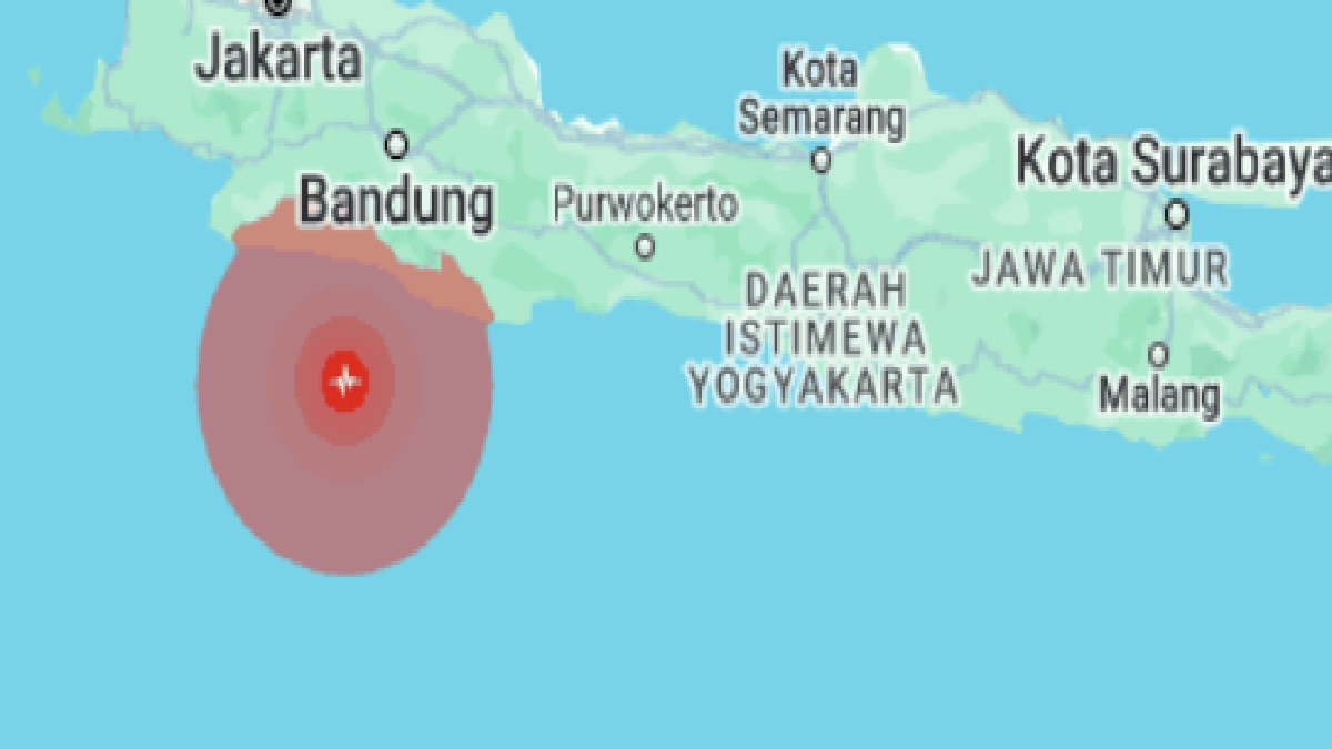 GEMPA itu melanda pantai pulau Jawa di Indonesia. IMEJ dari Pemantauan Geologi Amerika Syarikat
