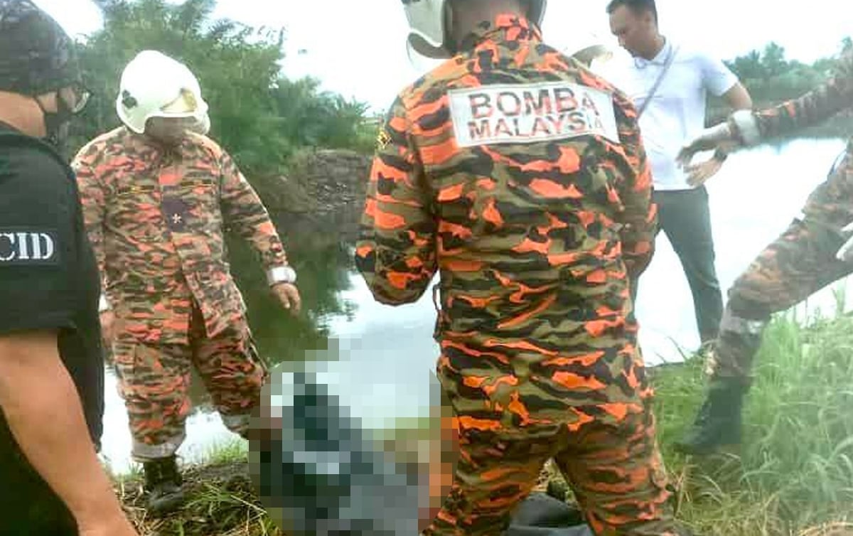 Mayat lelaki yang ditemukan di tebing Tasik Senadin, Miri, semalam, dipercayai  mangsa kes bunuh. FOTO Ihsan Bomba