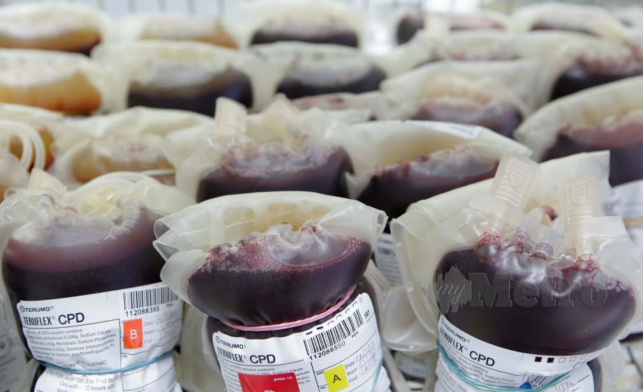 PEK yang mengandungi darah penderma. FOTO Aizuddin Saad