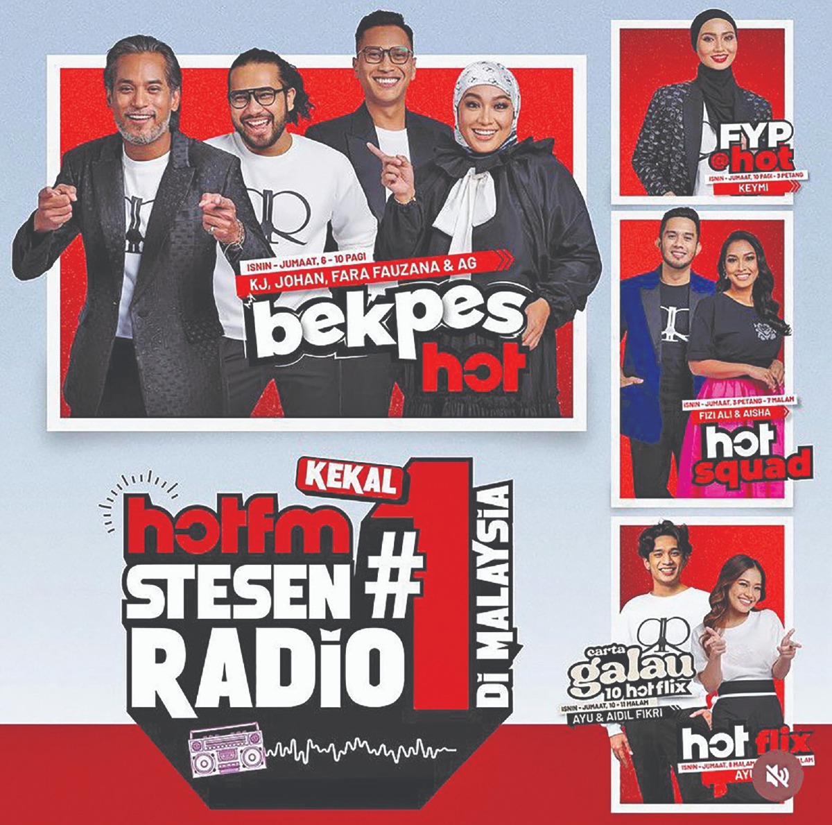 HOT FM kekal sebagai stesen radio nombor satu di Malaysia untuk kali ketiga berturut-turut, dengan hampir empat juta pendengar mingguan, hasil daripada kempen yang berjaya dilaksanakan.