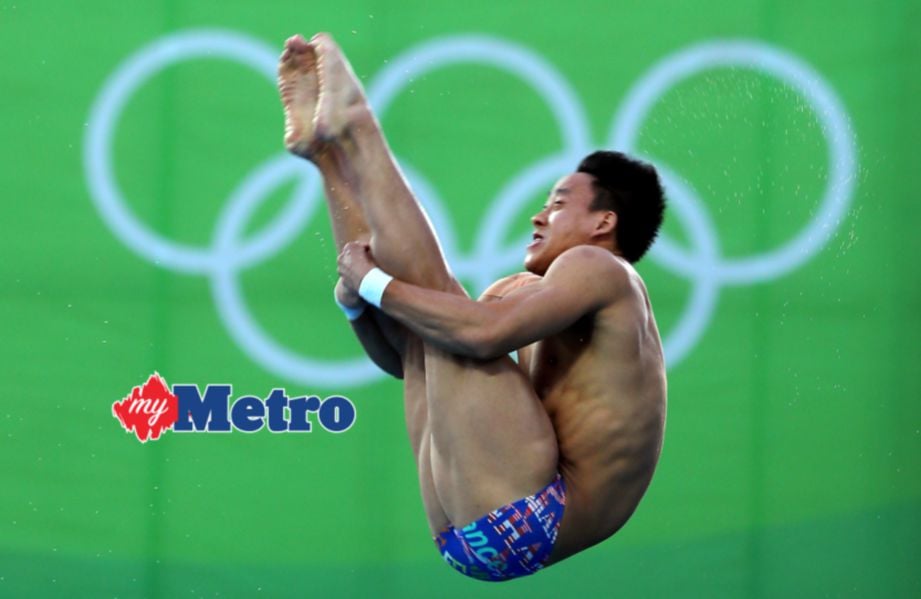 OOI Tze Liang pada aksi kelayakan 10m platform individu lelaki di Pusat Aquatik Maria Lenk Rio. FOTO Rosli Rahmat 