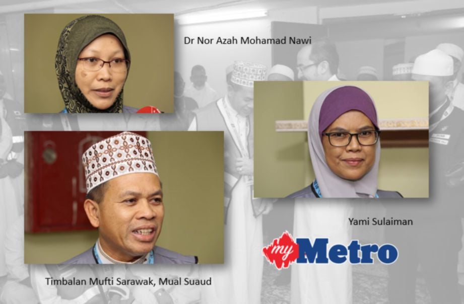 TIGA Sahabat Maktab, Dr Nor Azah Mohamad Nawi, 46; Timbalan Mufti Sarawak, Mual Suaud, 49; dan Yami Sulaiman, 52, yang membantu TH secara sukarela atas kapasiti kepakaran masing-masing. IHSAN Tabung Haji