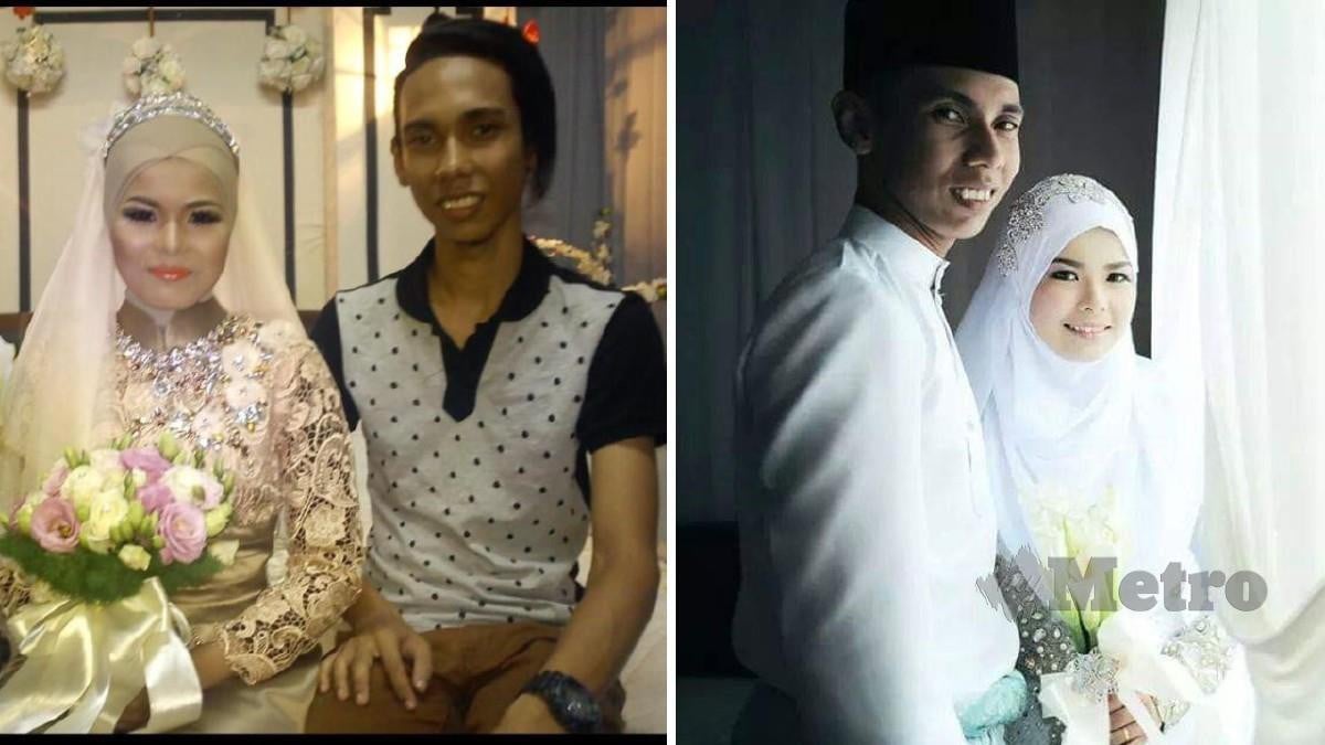 Muhamad Firdaus ketika menjadi jurusolek ketika perkahwinan pertama Norsuhana. (Gambar kanan) Kenangan gambar perkahwinan mereka. Foto Ihsan Muhamad Firdaus Rubae